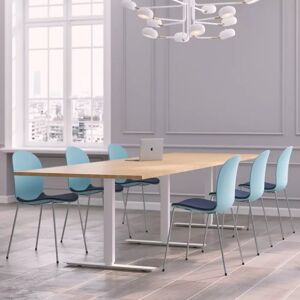 Table de réunion Modul avec chaises Noor 6050S - 6 à 10 places, Taille 6 places (220 cm), Couleur des chaises Bleu, Couleur de la table Chêne