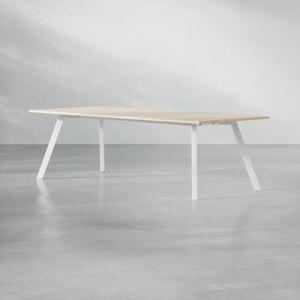 Brizley of Scandinavia Table de conference Viggo Standard - Stratifie, hauteur 73 cm, Taille 240 cm, Plateau Chene, Couleur du pietement Blanc