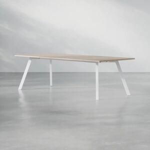 Brizley of Scandinavia Table de conference Viggo Standard - Stratifie, hauteur 73 cm, Taille 240 cm, Plateau Noyer, Couleur du pietement Blanc