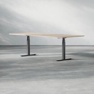 Direkt Interiör Table de reunion electrique ajustable en hauteur Modul, Taille 240 cm, Pietement Noir, Couleur Chene