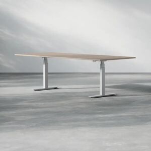 Direkt Interiör Table de reunion electrique ajustable en hauteur Modul, Taille 240 cm, Pietement Silver, Couleur Noyer