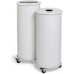 Prima Office Poubelle Brooklyn Bin Twin, Couleur Blanc, Couvercle 1 Ordures menageres, Couvercle 2 Avec poignee - Neutre