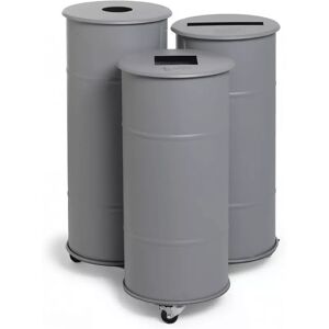 Prima Office Poubelle Brooklyn Bin Triple, Couleur Gris, Couvercle 1 Aluminium + PET, Couvercle 2 Organique, Couvercle 3 Papier