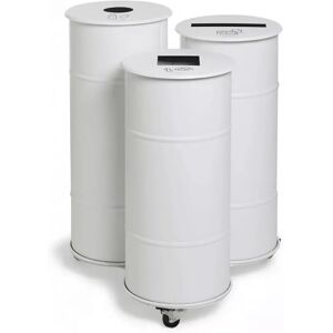 Poubelle Brooklyn Bin Triple, Couleur Blanc, Couvercle 1 Aluminium + PET, Couvercle 2 Aluminium + PET, Couvercle 3 Aluminium + PET