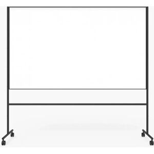 Lintex Tableau blanc mobile ONE - magnétique, double face, sur roulettes, Couleur Noir, Taille L200 x H120 cm - Publicité