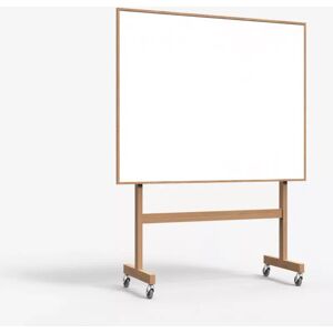 Lintex Tableau blanc Mobil Wood - Cadre et pied en chene, sur roulettes, Taille L150,8 x H196 cm