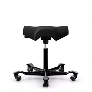Chaise de bureau HÅG Capisco 8105, Tissu Noir (EXR009), Pietement  Noir, Verin 265 mm, Repose-pieds Sans