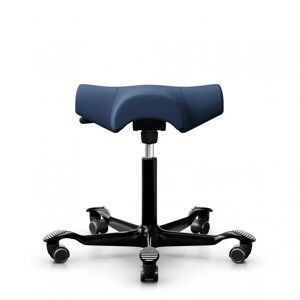 Chaise de bureau HÅG Capisco 8105, Tissu Bleu (EXR026), Pietement  Noir, Verin 265 mm, Repose-pieds Sans