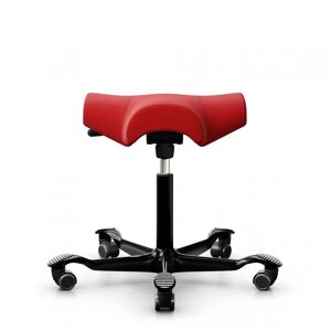 Chaise de bureau HÅG Capisco 8105, Tissu Rouge (EXR079), Pietement  Noir, Verin 200 mm, Repose-pieds Sans