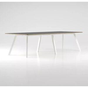 Brizley of Scandinavia Table de reunion Viggo Linoleum - Hauteur 73 cm, Dimensions Largeur 1150 x Longueur 6000, Pieds Blanc, Couleur Nero 4023