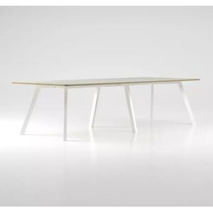 Brizley of Scandinavia Table de reunion Viggo Linoleum - Hauteur 90 cm, Dimensions Largeur 1150 x Longueur 6000, Pieds Blanc, Couleur Pepple 4175