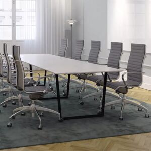 Mobilier de salle de réunion 4-14 personnes - Table de réunion Framie + chaises Origami IN avec dossier haut, Couleur Similicuir gris, Dimensions 10 places (360 cm)