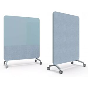 Lintex Tableau acoustique en verre et tissu Mood Fabric Mobile, Couleur Calm 320 / Blazer Lite LTH63 (Bleu), Pied/roulettes Gris, Taille L150 x H196 cm