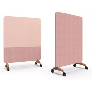 Lintex Tableau acoustique en verre et tissu Mood Fabric Mobile, Couleur Naive 640 / Synergy LDP74 (Rose), Pied/roulettes Chene / Roulettes noires, Taille L150 x H196 cm