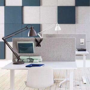 Abstracta Softline 30 Panneau de bureau - fixation noire incluse, Taille L200 x H65 cm, Tissu Salsa 36 - Gris moyen