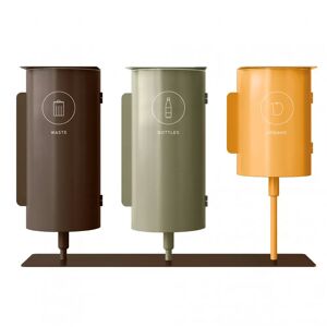 TreCe Poubelles de tri selectif Birdie, Finition Choklad Waste (63L), Oliv Bottles (63L) & Saffran Organic (43L)