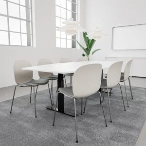 Generic Table de conference SET 8 personnes - Agenda + Profim Noor, Plateau Blanc, Stol Metal Silver / Vanilla / Light Grey