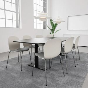 Generic Table de conference SET 8 personnes - Agenda + Profim Noor, Plateau Noir, Stol Metal Silver / Vanilla / Light Grey