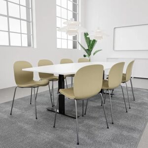 Generic Table de conference SET 8 personnes - Agenda + Profim Noor, Plateau Blanc, Stol Metal Silver / Straw / Light Ochre