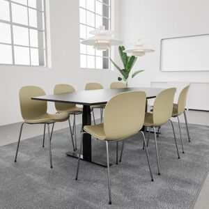 Generic Table de conference SET 8 personnes - Agenda + Profim Noor, Plateau Noir, Stol Metal Silver / Straw / Light Ochre