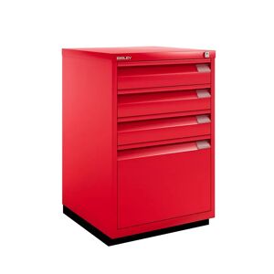 Casier 3 tiroirs + 1 dossiers suspendus, Bisley F-Series - Flush, Couleur Cardinal Red - Publicité
