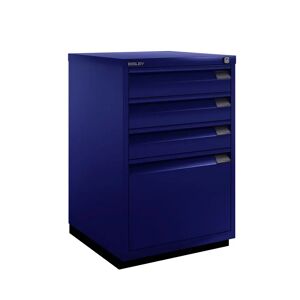 Casier 3 tiroirs + 1 dossiers suspendus, Bisley F-Series - Flush, Couleur Oxford Blue - Publicité