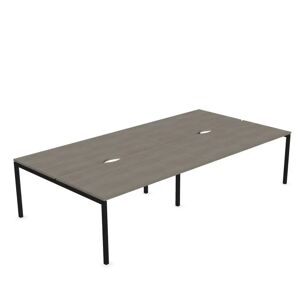 Narbutas Bureau bench Nova U - 4 postes de travail, Finition Black / Grey Wood, Largeur 240 cm