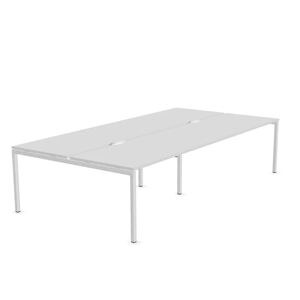 Narbutas Bureau bench Nova U - 4 postes de travail, Finition White/ White Melamine, Largeur 360 cm