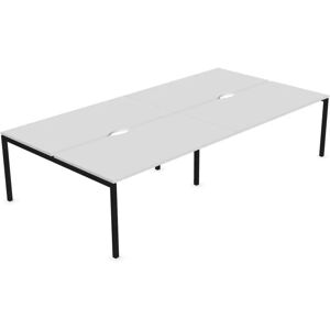 Narbutas Bureau bench Nova U - 4 postes de travail, Finition Black / White Melamine, Largeur 240 cm