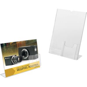 Edimeta Porte-visuel incline avec porte-brochure plexiglass sens paysage