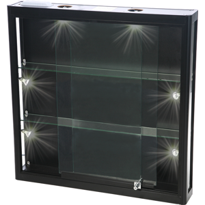 Edimeta Vitrine Murale LED alu noir et verre