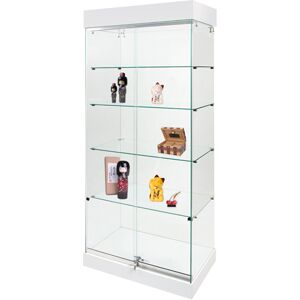 Edimeta Vitrine armoire H 180 X L 80 cm socle + toit blanc + 2 spots