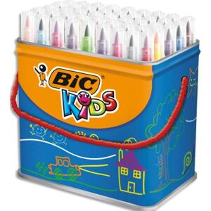 Bic Kids Ecriture Visaquarelle Feutres de Coloriage avec Pointe Pinceau - Couleurs Assorties, Pot de 84 - Publicité