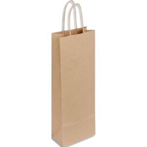 Sans Marque Paquet de 50 sacs kraft économique pour bouteille avec poignées torsadée 140 + 80 x 390 mm - Publicité