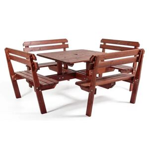 Picknickbord Quattro, LxBxH 2200x2200x950 mm, brun/brun