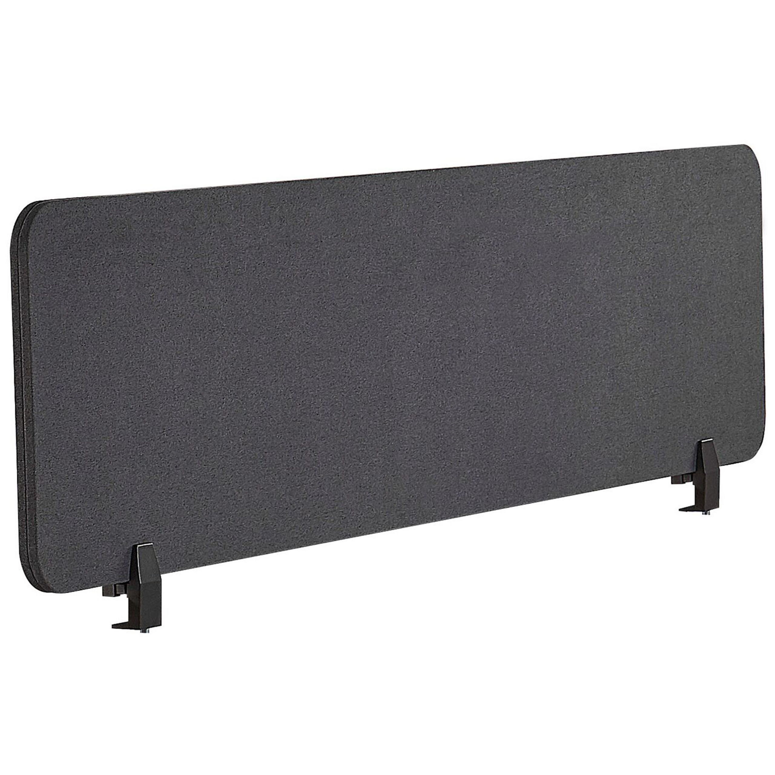 Beliani Desk Screen Dark Grey PET Board Fabric Cover 160 x 40 cm Acoustic Screen Modular Mounting Clamps Home Office Material:Polyester Size:2x40x160