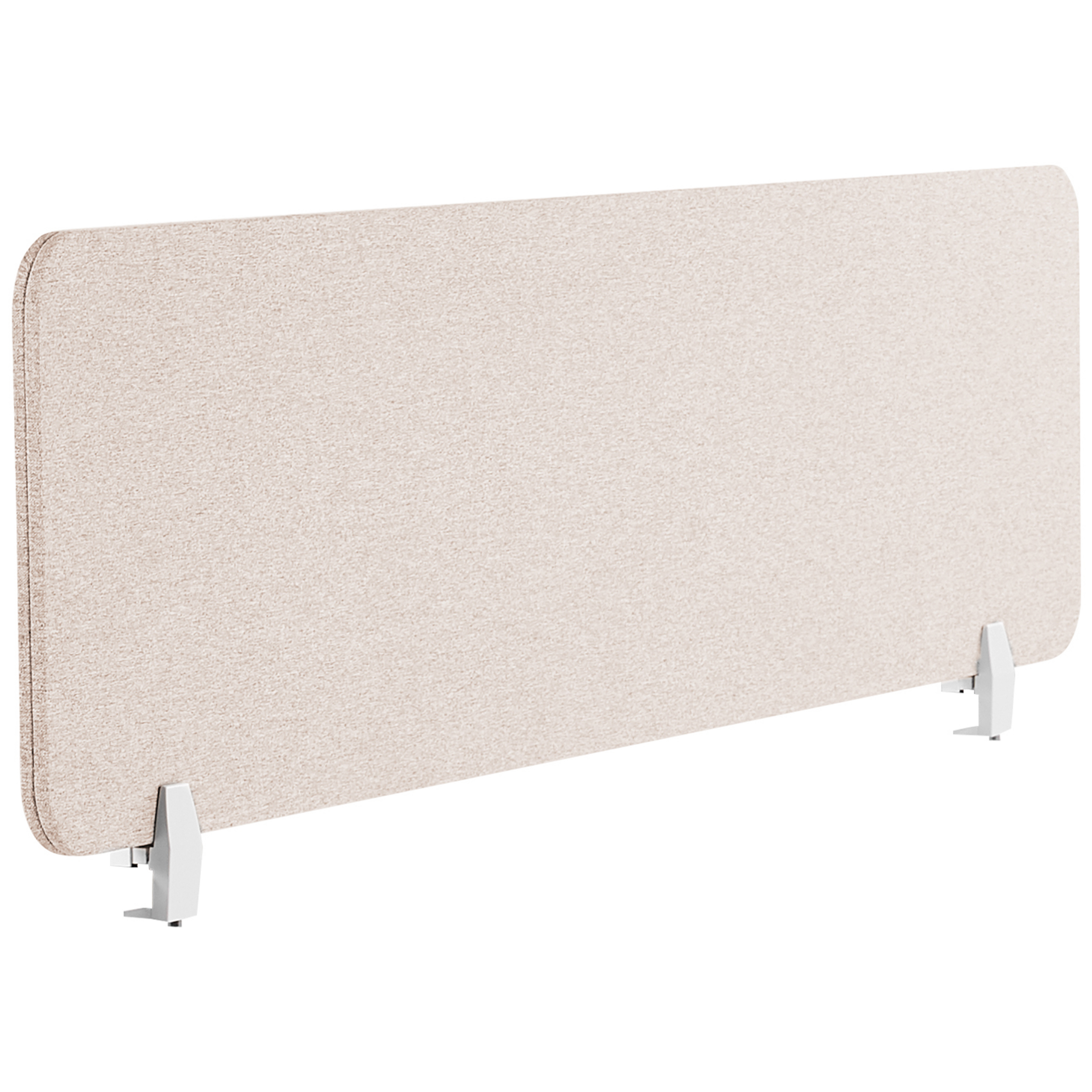 Beliani Desk Screen Beige PET Board Fabric Cover 160 x 40 cm Acoustic Screen Modular Mounting Clamps Home Office Material:Polyester Size:2x40x160