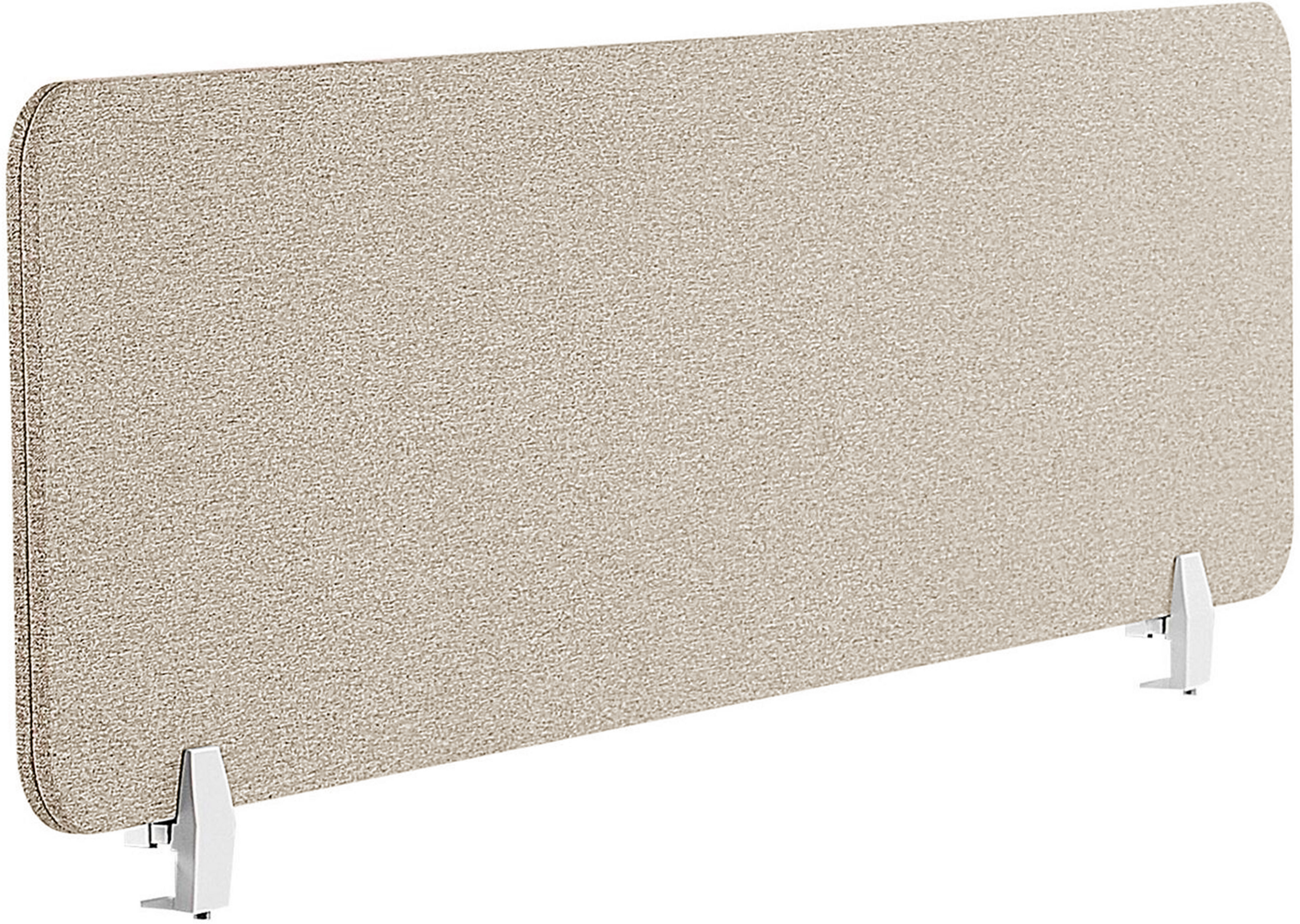 Beliani Desk Screen Beige PET Board Fabric Cover 130 x 40 cm Acoustic Screen Modular Mounting Clamps Home Office Material:Polyester Size:2x40x130