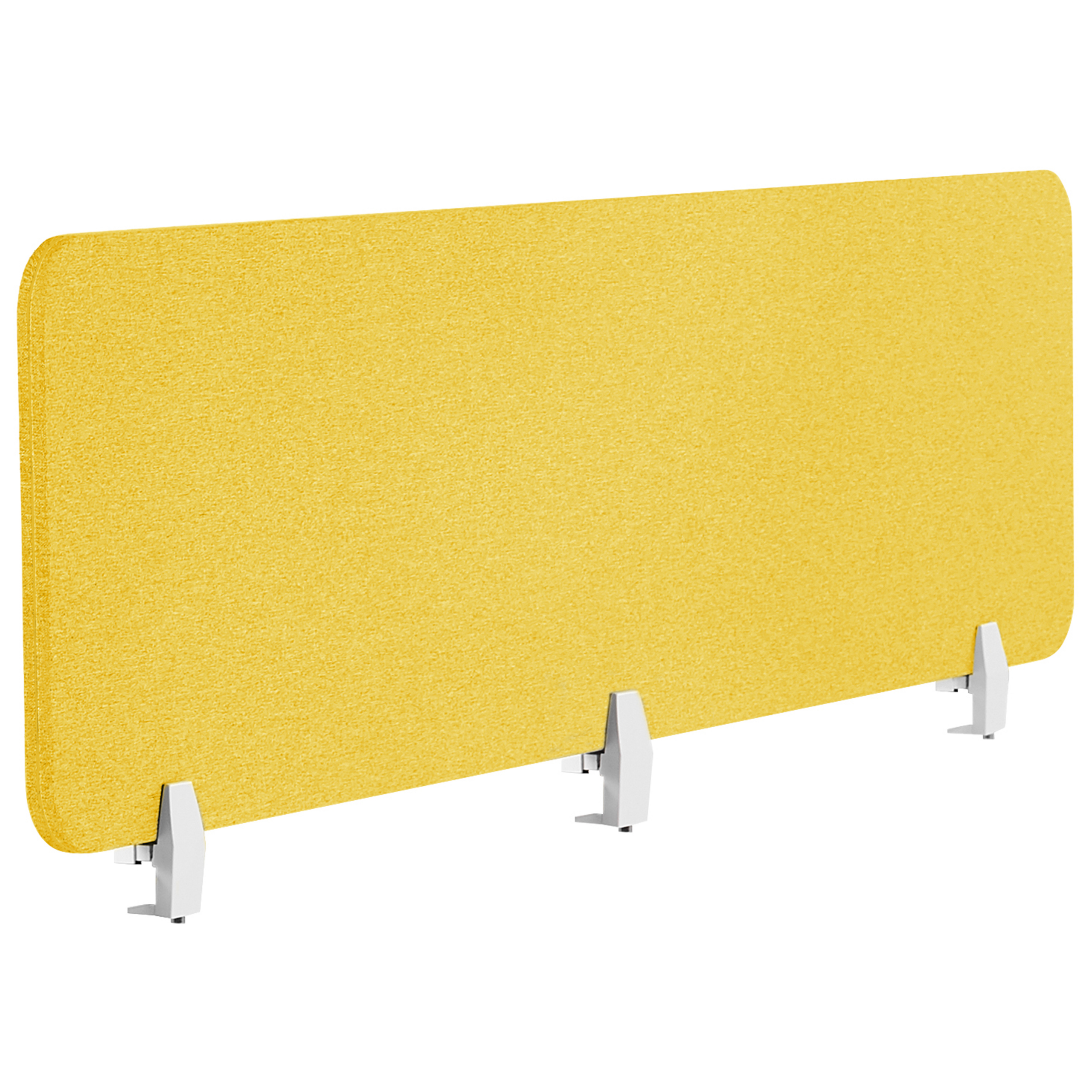 Beliani Desk Screen Yellow PET Board Fabric Cover 180 x 40 cm Acoustic Screen Modular Mounting Clamps Home Office Material:Polyester Size:2x40x180