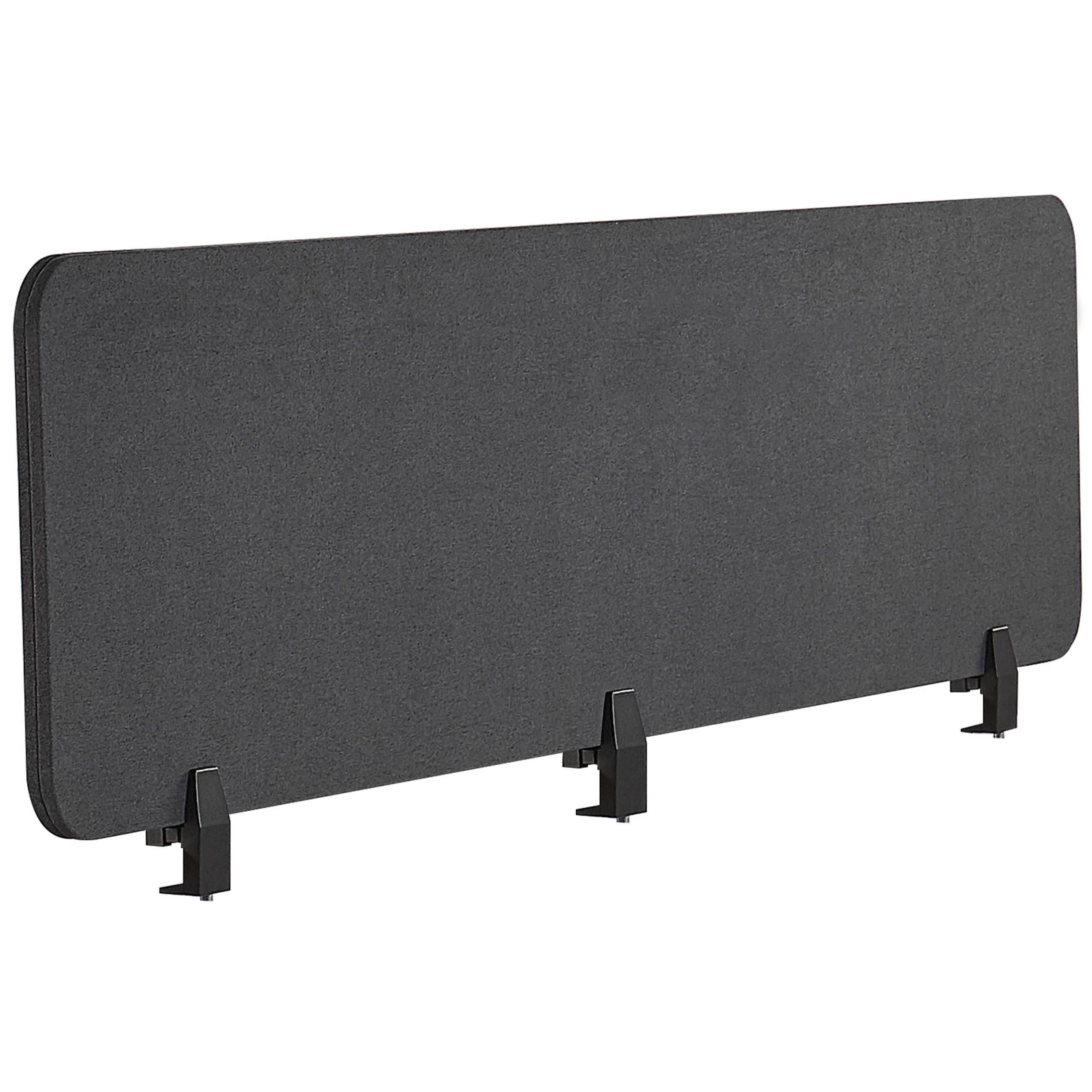 Beliani Desk Screen Dark Grey PET Board Fabric Cover 180 x 40 cm Acoustic Screen Modular Mounting Clamps Home Office Material:Polyester Size:2x40x180