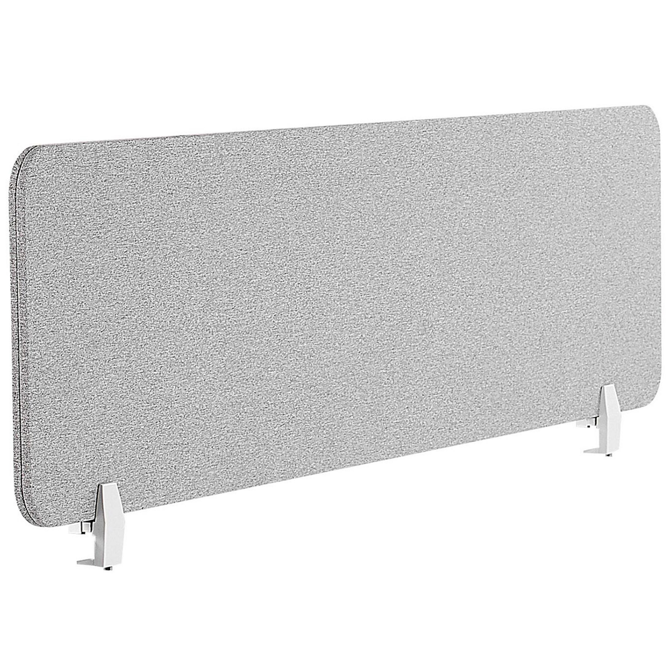 Beliani Desk Screen Light Grey PET Board Fabric Cover 130 x 40 cm Acoustic Screen Modular Mounting Clamps Home Office Material:Polyester Size:2x40x130