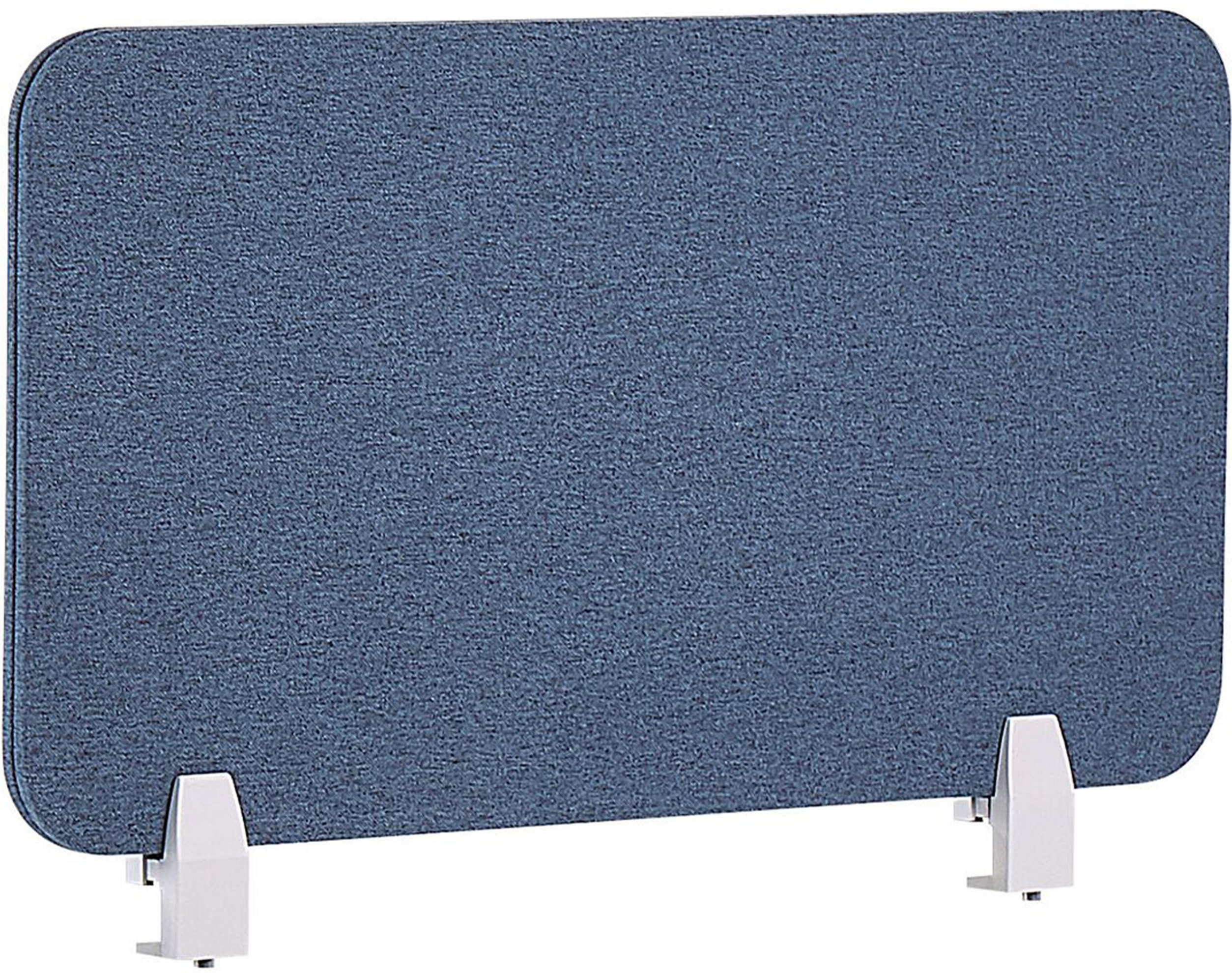 Beliani Desk Screen Blue PET Board Fabric Cover 72 x 40 cm Acoustic Screen Modular Mounting Clamps Home Office Material:Polyester Size:2x40x72