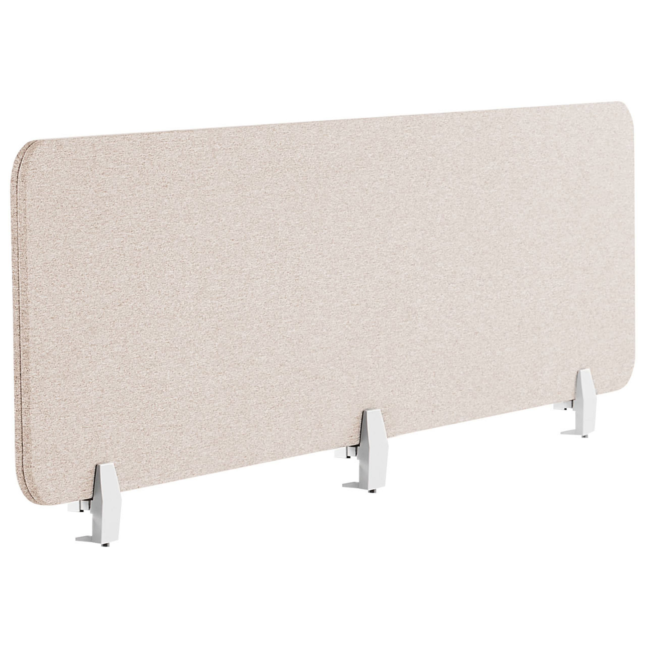 Beliani Desk Screen Beige PET Board Fabric Cover 180 x 40 cm Acoustic Screen Modular Mounting Clamps Home Office Material:Polyester Size:2x40x180