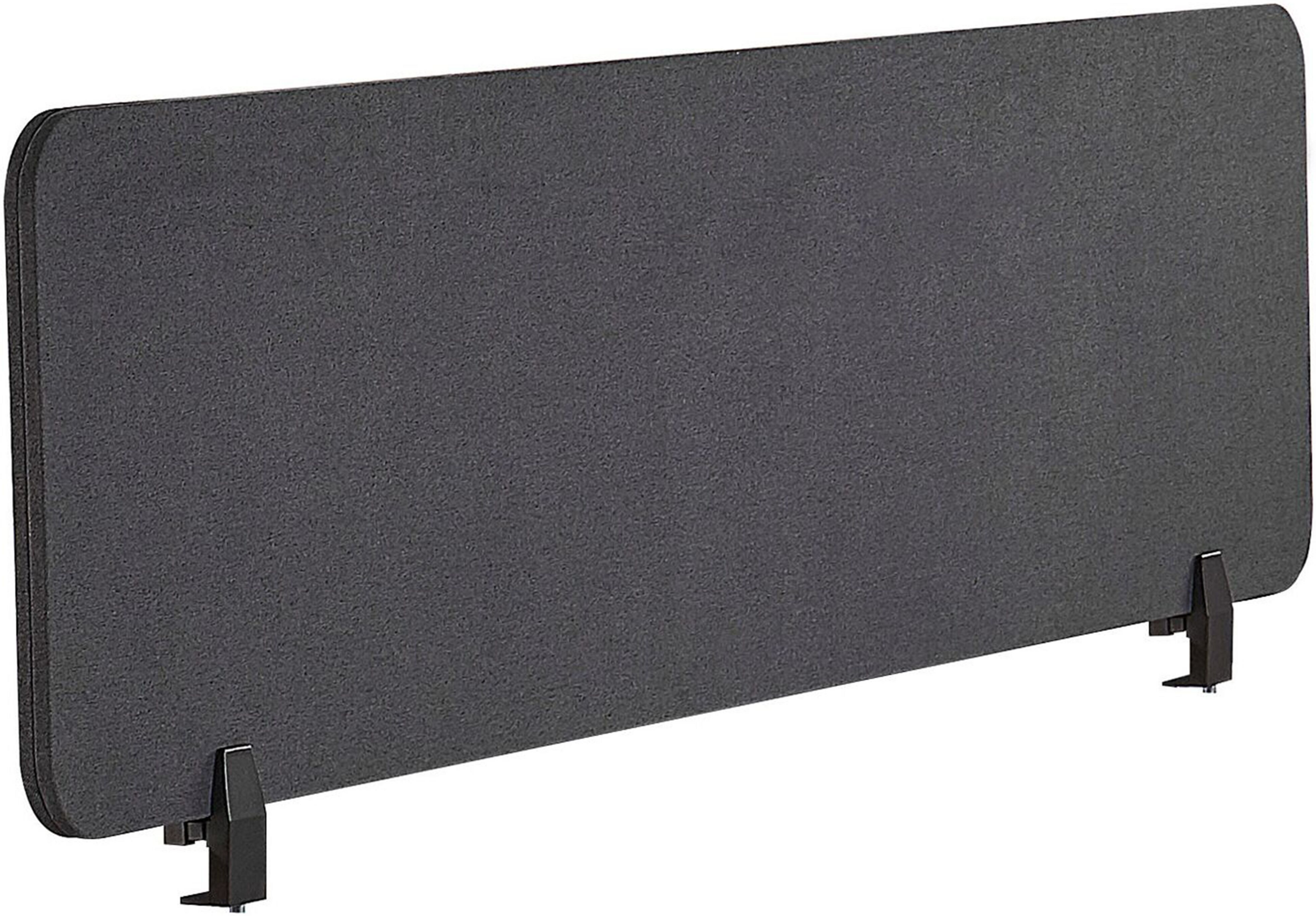 Beliani Desk Screen Dark Grey PET Board Fabric Cover 130 x 40 cm Acoustic Screen Modular Mounting Clamps Home Office Material:Polyester Size:2x40x130