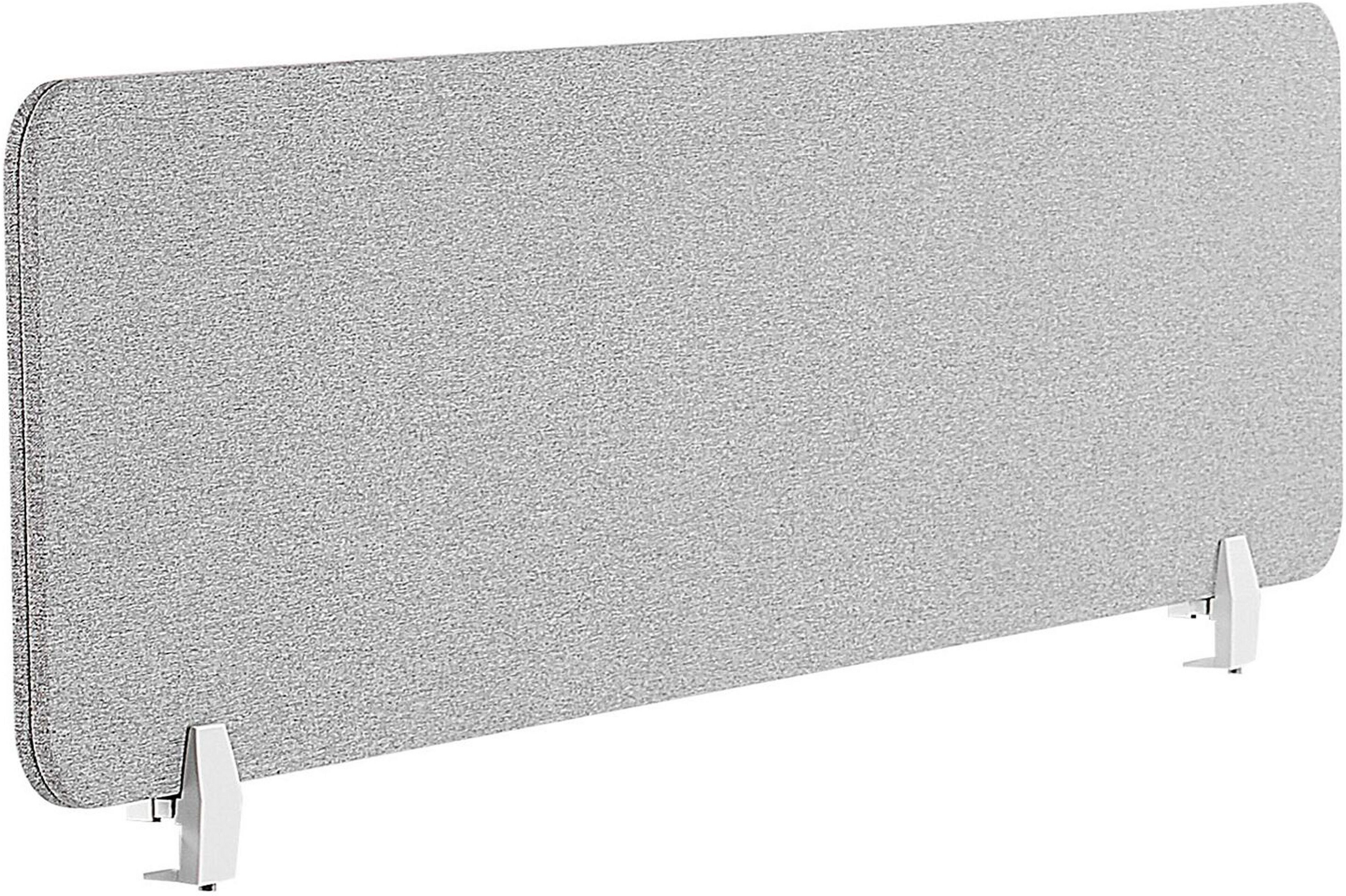 Beliani Desk Screen Light Grey PET Board Fabric Cover 160 x 40 cm Acoustic Screen Modular Mounting Clamps Home Office Material:Polyester Size:2x40x160