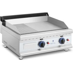 Royal Catering Doppel-Gasgrill - 60 x 40 cm - glatt/geriffelt - 2 x 3.100 W - Erdgas - 20 mbar RC-GGHR600