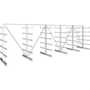 META Kragarmregal, zweiseitig, 200 kg, 2000 x 6750 x 590 mm