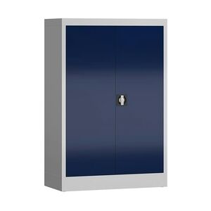 Flügeltürenschrank Metallschrank abschließbar 1200 x 800 x 380 mm lichtgrau/enzianblau X-530291