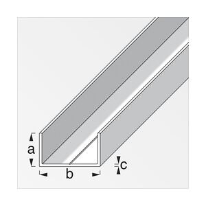 alfer Rechteck-U 1 m, 35.5 x 65.6 x 2.4 mm Aluminium roh blank