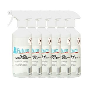 Futum 6x500ml Silberfisch-Spray bekämpft Eier, Larven, ausgewachsene Insekten auf Wasserbasis, geruchsarm, Sofortwirkung ohne Flecken F400060-06